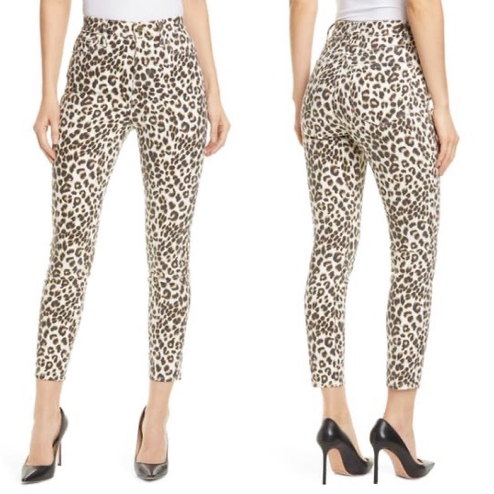 Frame Ali Leopard Print High Waist Crop Skinny